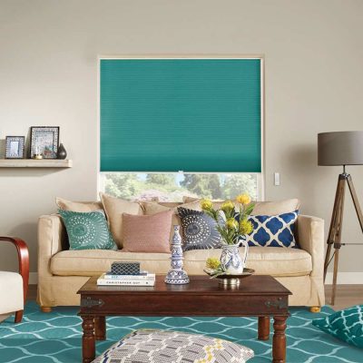 Darby Teal Honeycomb Blinds